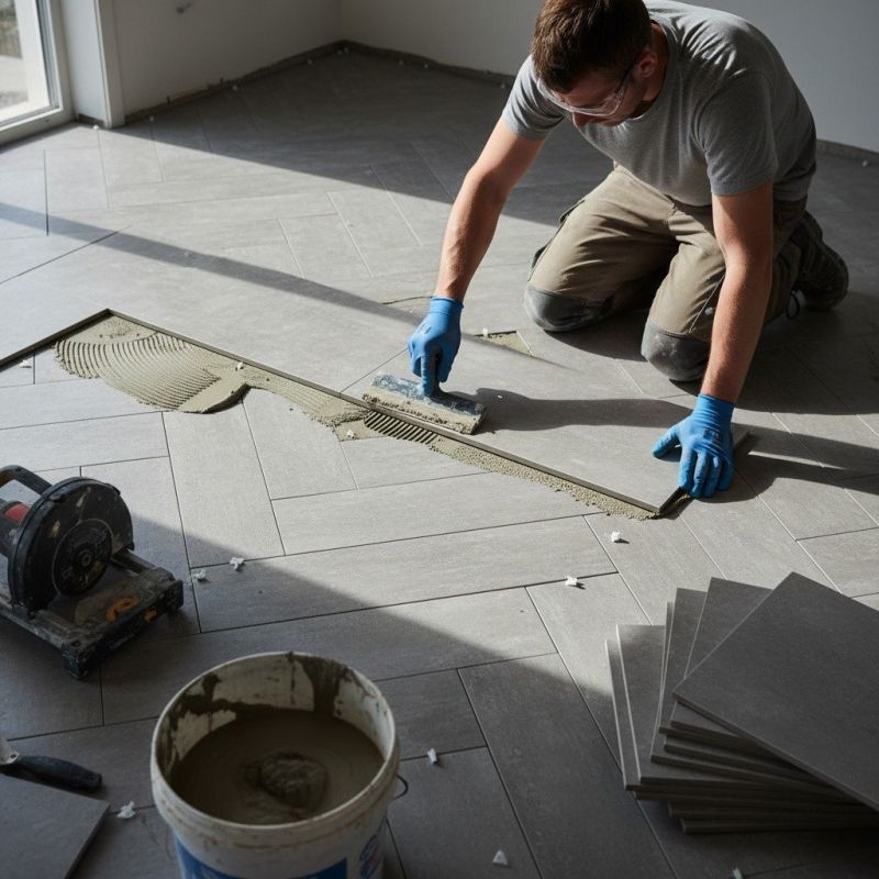 Slate Tile Floor Installation